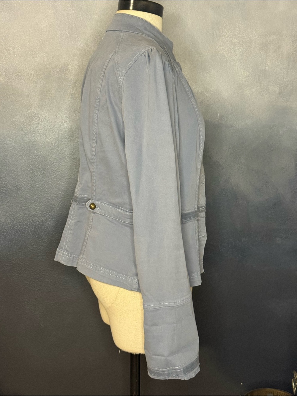 White House Black Market Blue Stretch Utility Jacket | Button Front | Women's 10 - Picture 3 of 8